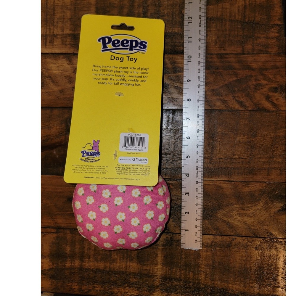 Peeps Brand Purple Pink Bunny Plush Squeaker Dog Toy Floral Daisy Easter 9" - Picture 3 of 4